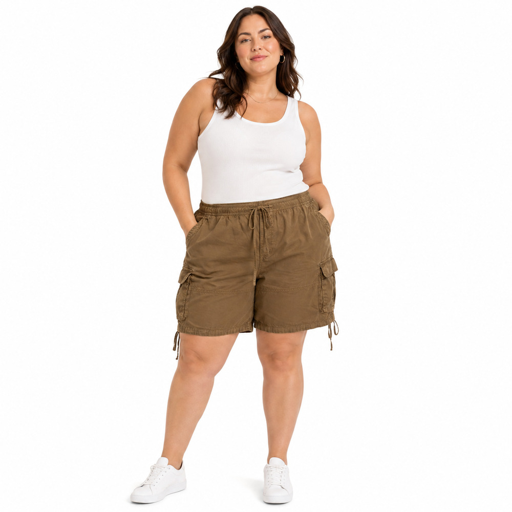 Gap Olive Green Cargo Pull On Shorts Drawstring 100% Cotton Summer Vacation XL